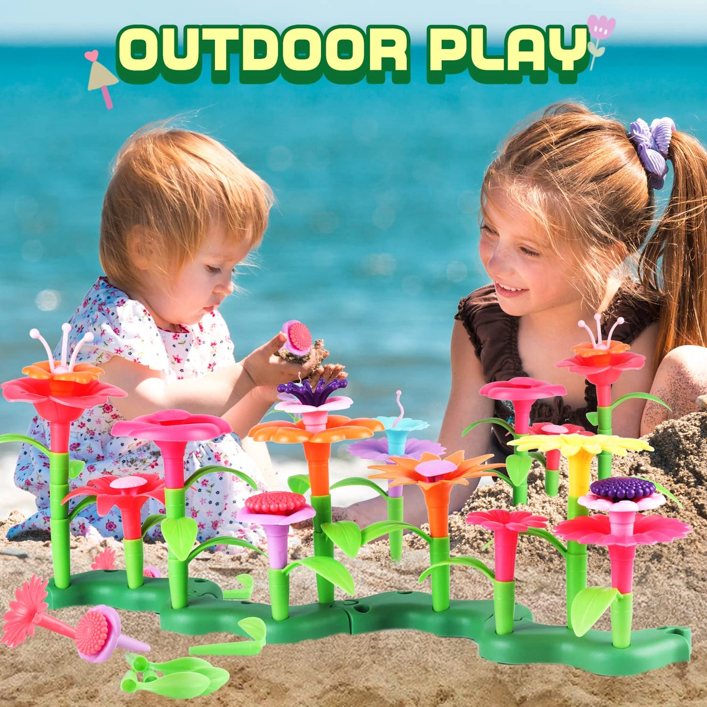 CENOVE Jouets de Construction de Jardin de Fleurs, 3 4 5 6 Ans, Ensembles de Bouquets de Bricolage pour Filles et Garçons, Blocs de Construction Créatifs pour Enfants (130 PCS)