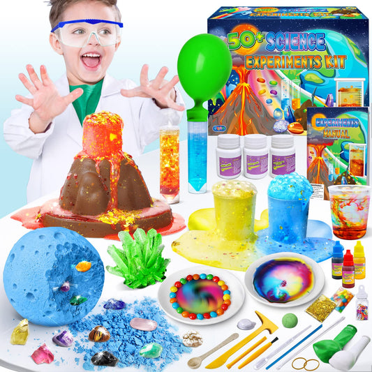 UNGLINGA 50+ Experiences Scientifiques Enfants, Science STEM Éducatifs Activités Laboratoire de Chimie et Kit Volcan, Fouille de Pierres Précieuses
