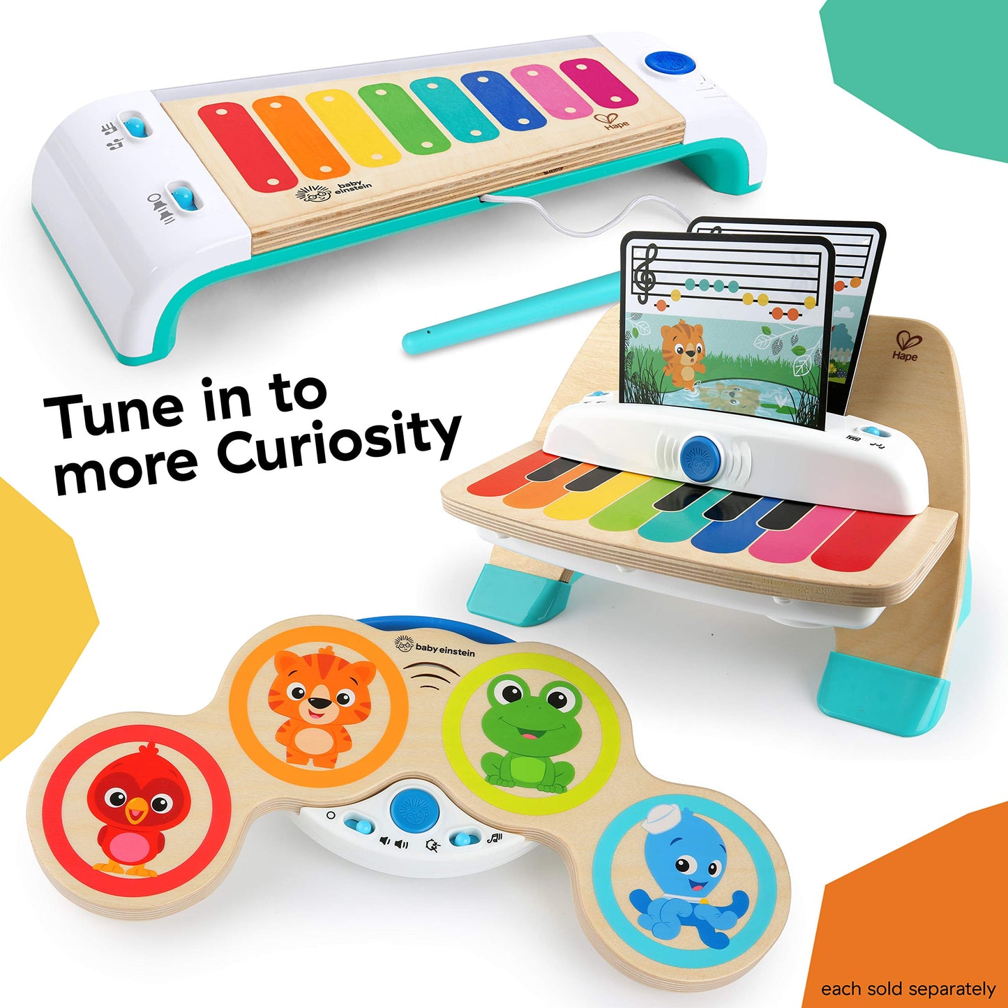 Baby Einstein, Hape Magic Touch, jouet musical en bois, 3 partitions et 6 chansons incluses, à partir de 12 mois