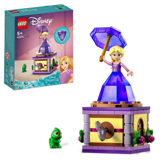 LEGO 43214 Disney Princesse Raiponce Tourbillonnante, Jouet de Construction avec Mini-Poupée Robe Diamant et Figurine Pascal Le Caméléon, Enfants 5 Ans