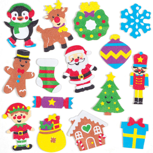 Baker Ross AT302 Autocollants en Mousse à Paillettes motif Noel - Lot de 120, Autocollants pour Enfants, Parfait pour le Scrapbooking, Fournitures et Loisirs Creatifs pour les Enfants