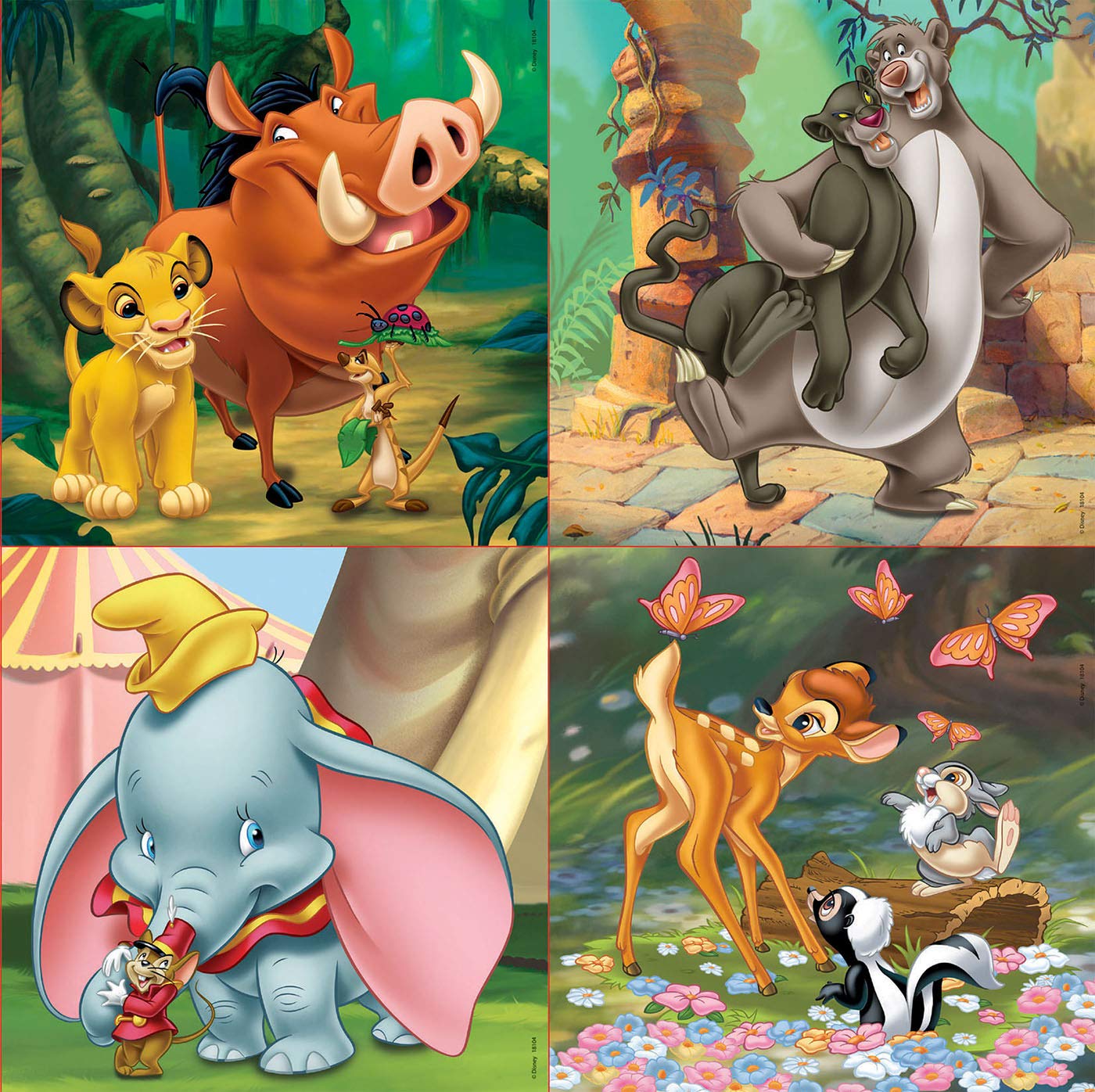 Educa - Animaux Disney. 4 Puzzles Enfant Progressifs, 12/16/20/25 pièces. Recommandé à partir de 3 Ans (18104)