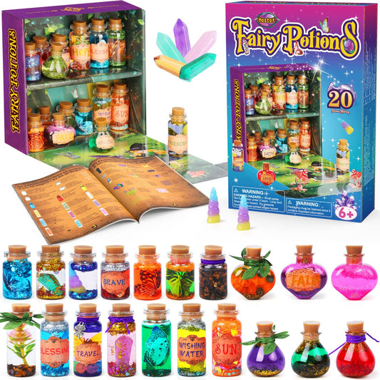 Mostof Rétro Kits de potions de fées pour enfants, Mélangez 20 potions magiques avec Cristal d’énergie, Jouet artisanal cadeau créatif