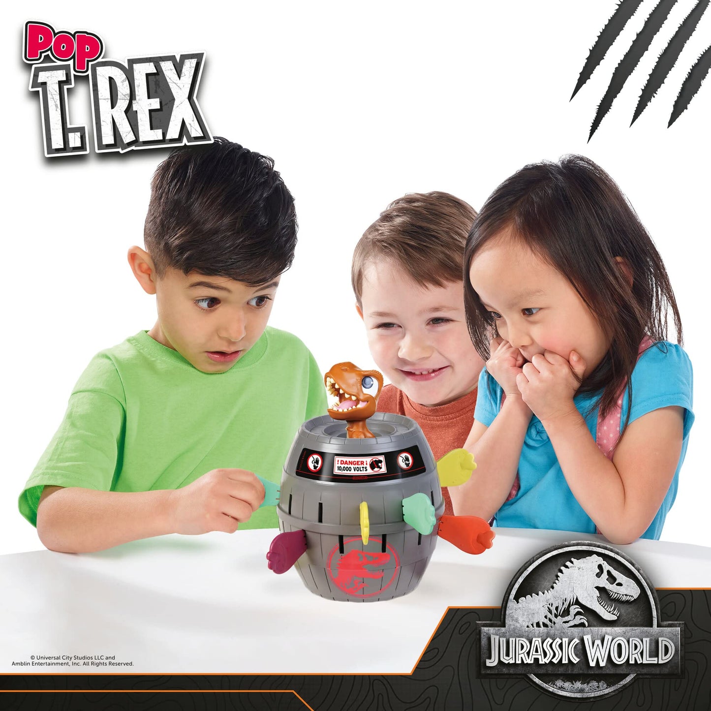 TOMY - Pop T-Rex Jeux de Société Jurassic World pour Famille et Enfants, Jeu dinosaure, 2 - 4 Joueurs, Convient aux Garçons et aux Filles Agés de 4+