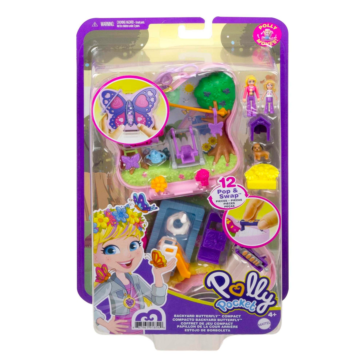 Polly Pocket Coffret Univers Le Jardin Papillon, Mini-Figurines Polly et sa Maman, 5 Surprises et 12 Accessoires, Jouet pour Enfant, GTN21