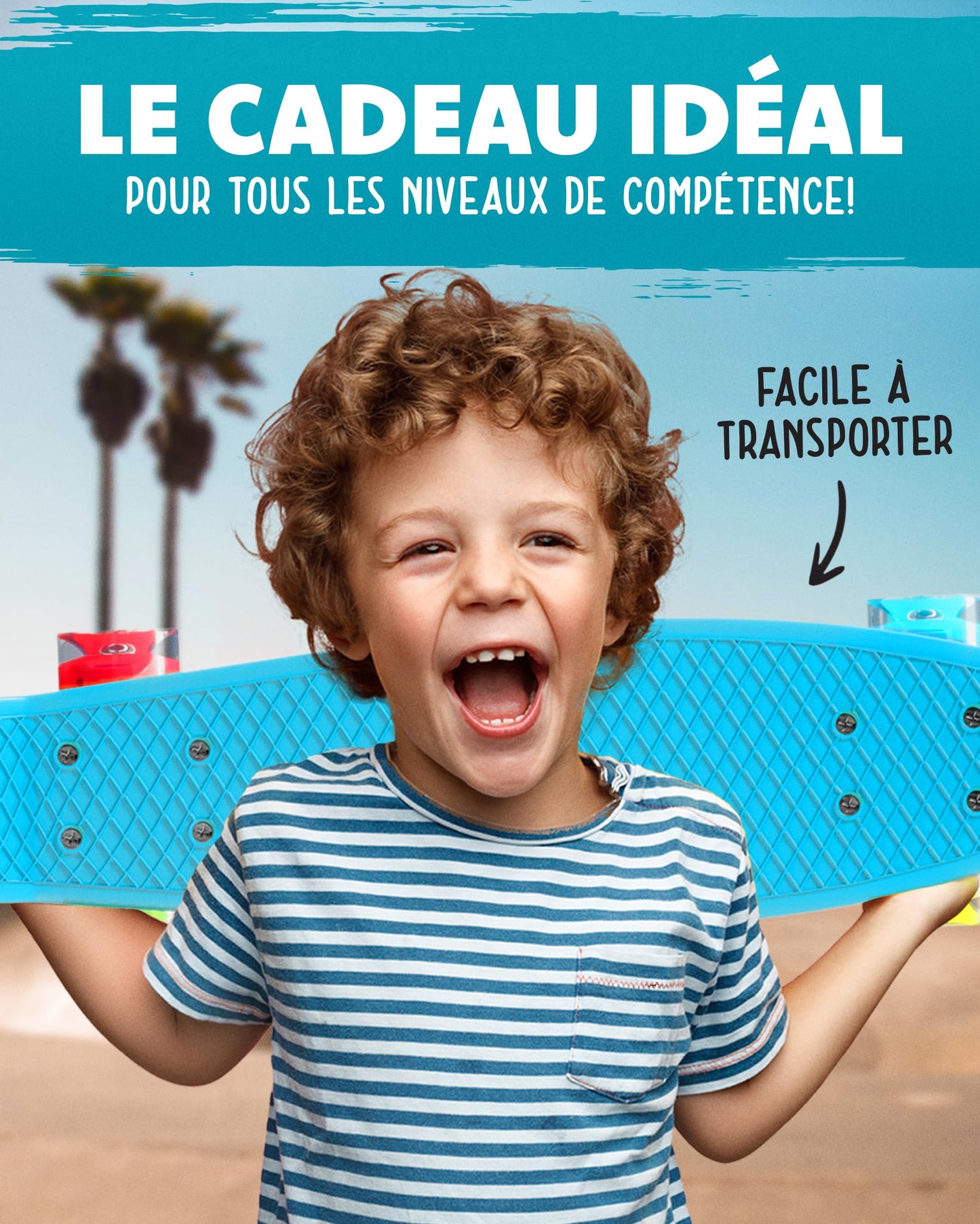 Deleven Skateboard 56cm avec Roues LED, Outil de Skate et Roulements ABEC 7 - pour Enfants Débutants Filles Garçons Adolescents Adultes
