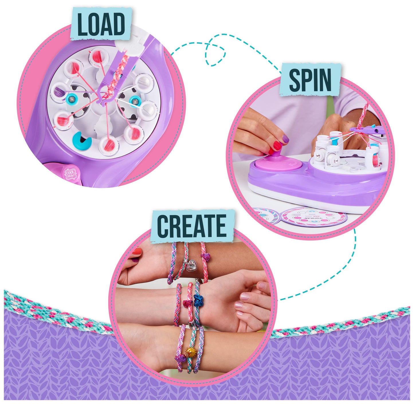 COOL MAKER - KUMI KREATOR 3 EN 1 - Machine Création 2 Colliers & 5 Bracelets - Utilisation Simple En Sécurité - Tendance Fun & Facile - Accessoires Inclus - Jouet Enfant 8 Ans et + - Loisirs Créatifs