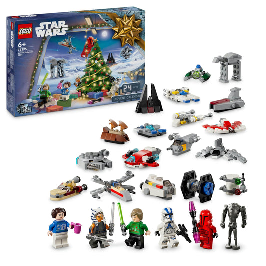 LEGO Star Wars Le Calendrier de l’Avent 2024-18 Petites Constructions à Collectionner - 6 Personnages - Idée de Cadeau de Noël pour Enfants dès 6 Ans Fans de la Guerre des Étoiles 75395
