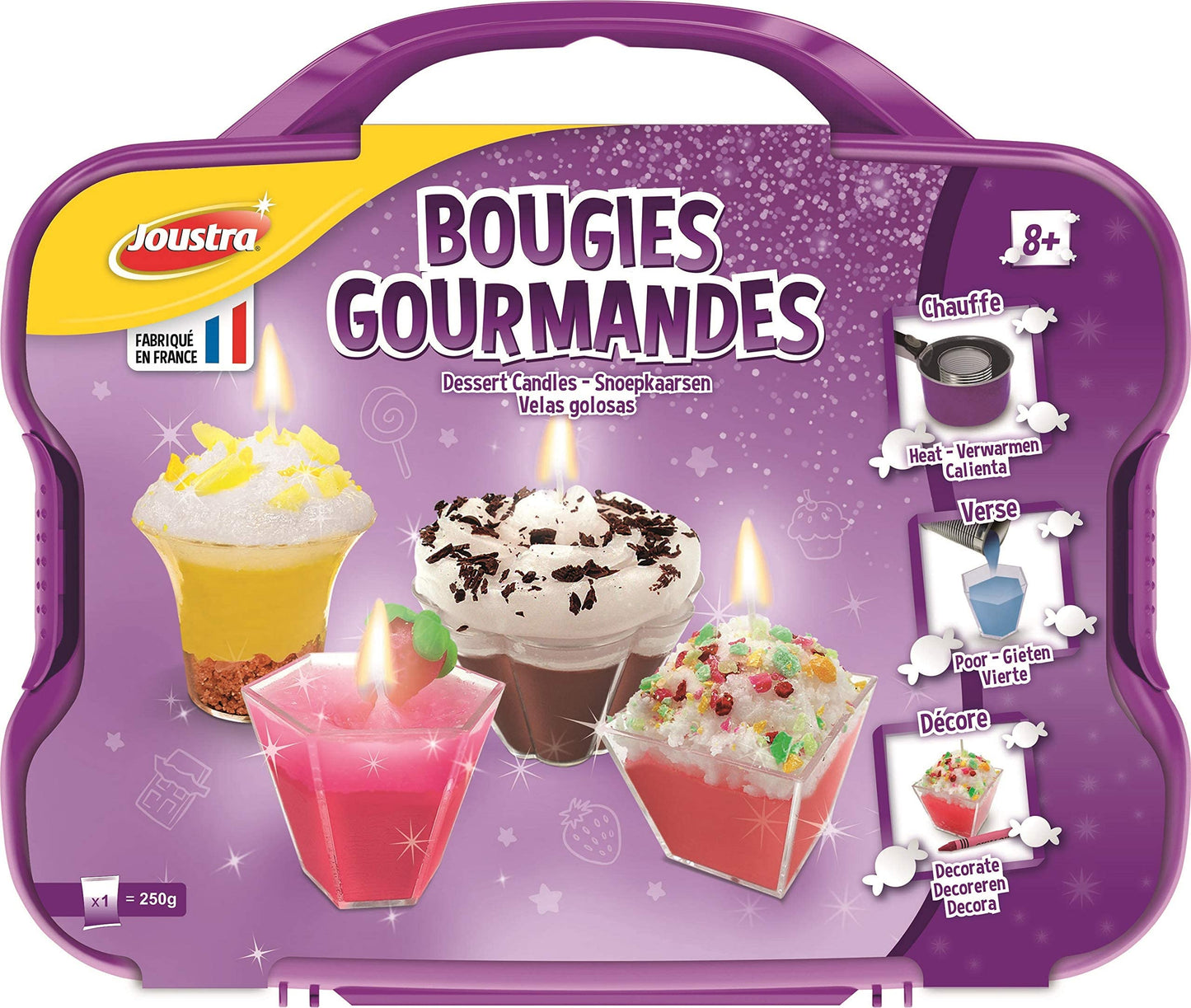 Maped Creativ - Mallette Bougies Gourmandes Loisirs Créatifs pour Enfants dès 8 ans - Activité Manuelle Fabrique des Bougies de Cire Desserts Cupcake, Gâteaux et Patisseries, Multicolore, 18 Unités
