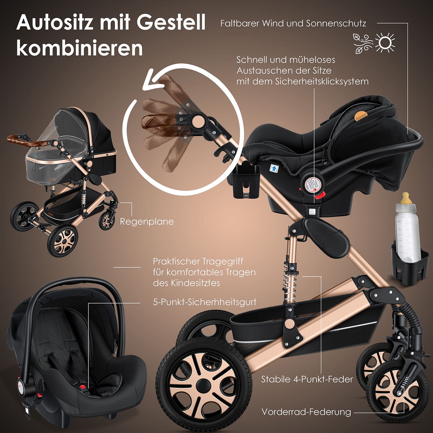 KESSER® Poussette combinée 3en1