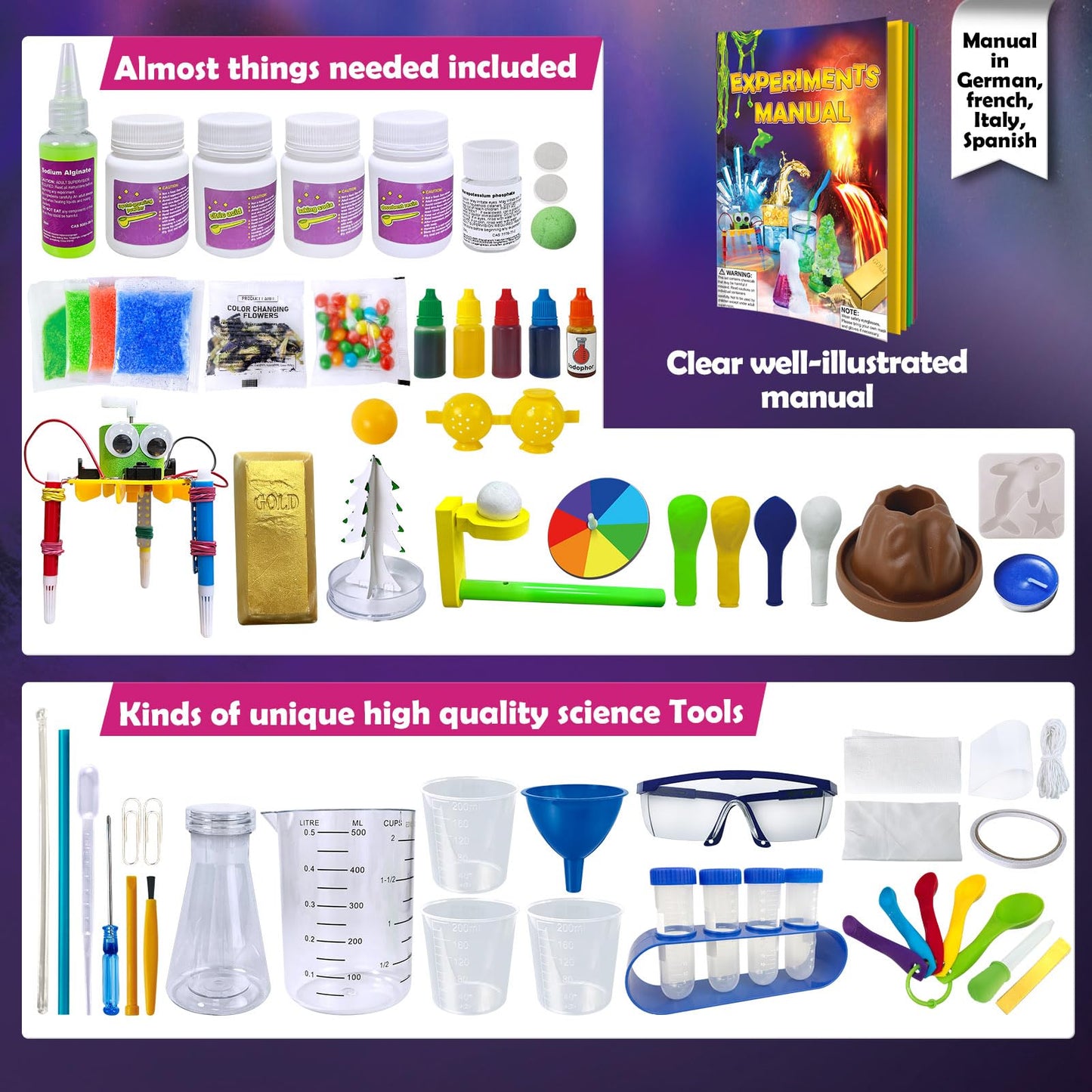 UNGLINGA 150 Kits Scientifiques d'expériences pour Enfants Jouets éducatifs pour Projets STEM, Idée Cadeau d'anniversaire pour Garçons et