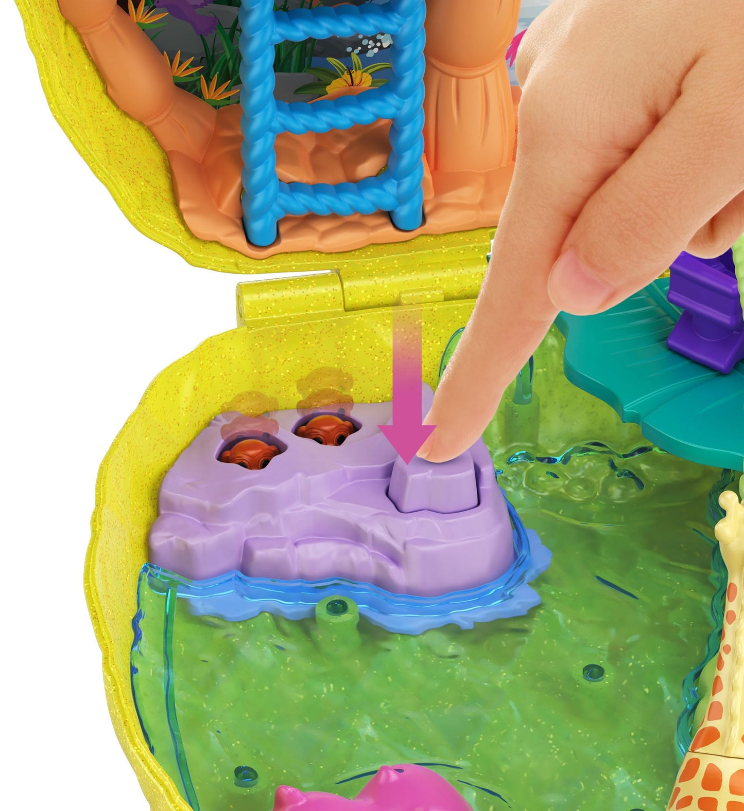 Polly Pocket Coffret Sac à Surprises Ananas avec Mini-Figurines Polly et Lila, Accessoires et Autocollants, Jouet Enfant, édition 2020, GKJ64