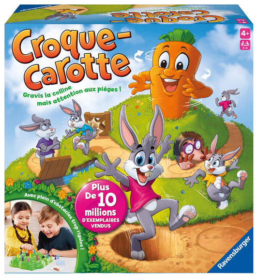 Ravensburger - Croque Carotte - Jeu de société - Enfants et Parents - Jeu de parcours rigolo - De 2 à 4 Joueurs à partir de 4 ans - Mixte - 22223 - Version française, Noir