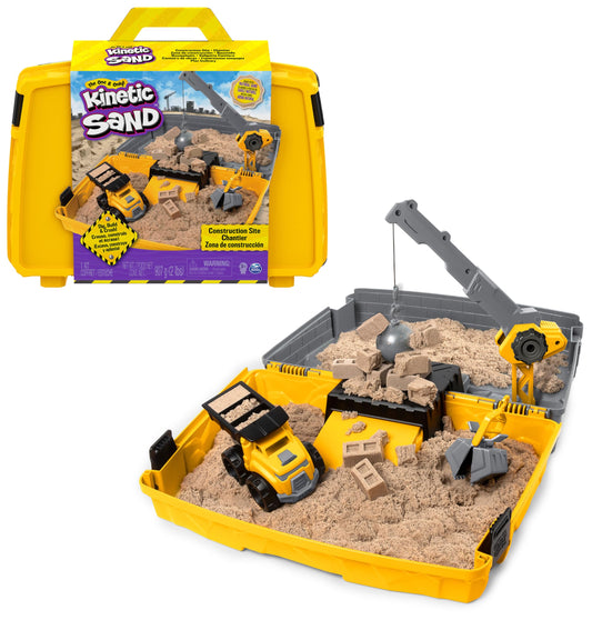 Kinetic Sand Sable Magique - Mallette DE Construction 907 G + 3 Accessoires - Emportez Votre Sable À Modeler Partout & Sculptez Vos Créations comme De La Pâte À Modeler - Jouet Enfant 3 Ans Et +