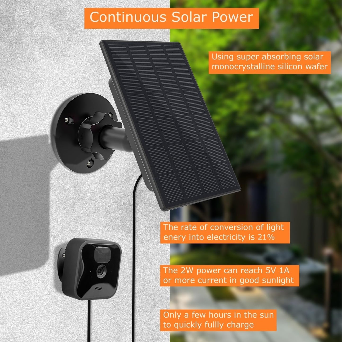 Panneau solaire pour caméra Blink d'extérieur,2W Panneau solaire pour caméra Blink d'extérieur,Caméra Blink XT2/XT&SimpliSafe(Non inclus),IP66 Blink d'extérieur(3rd Gen) avec connecteur en caoutchouc