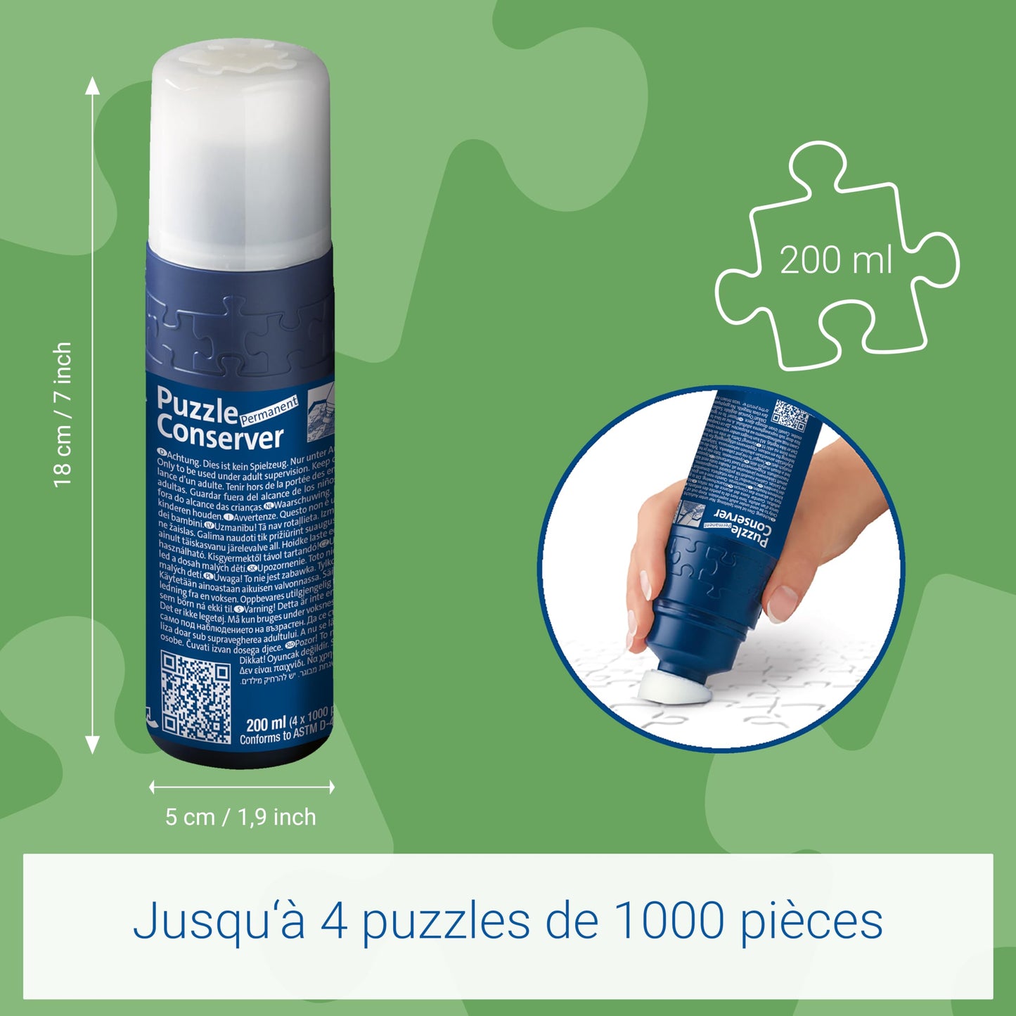 Ravensburger - Accessoire pour puzzles enfants et adultes - Colle à puzzle liquide avec applicateur - Colle transparente prête à l'emploi - 200ml - pour coller jusqu'à 4 puzzles de 1000 pièces - 17954