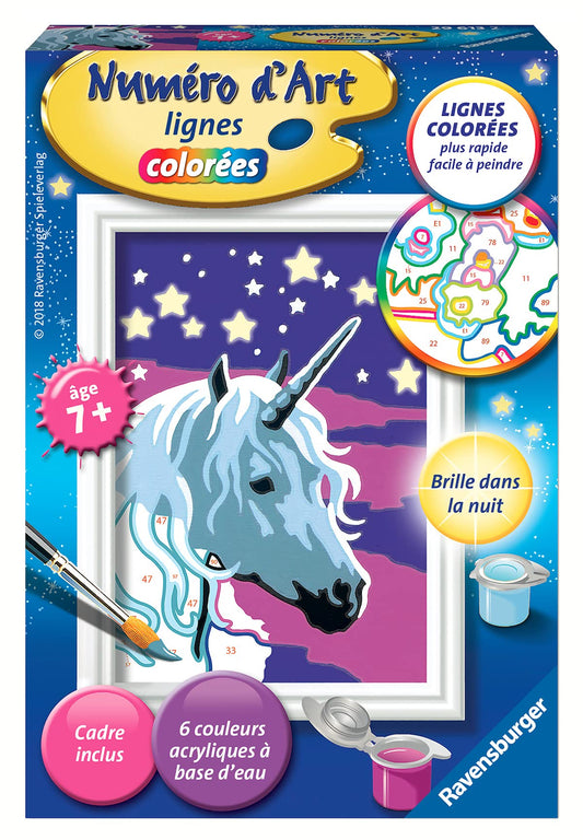 Ravensburger Numéro d'Art Mini Format Licorne scintillante, Carton, Multi-colored, Taille unique, Colorées