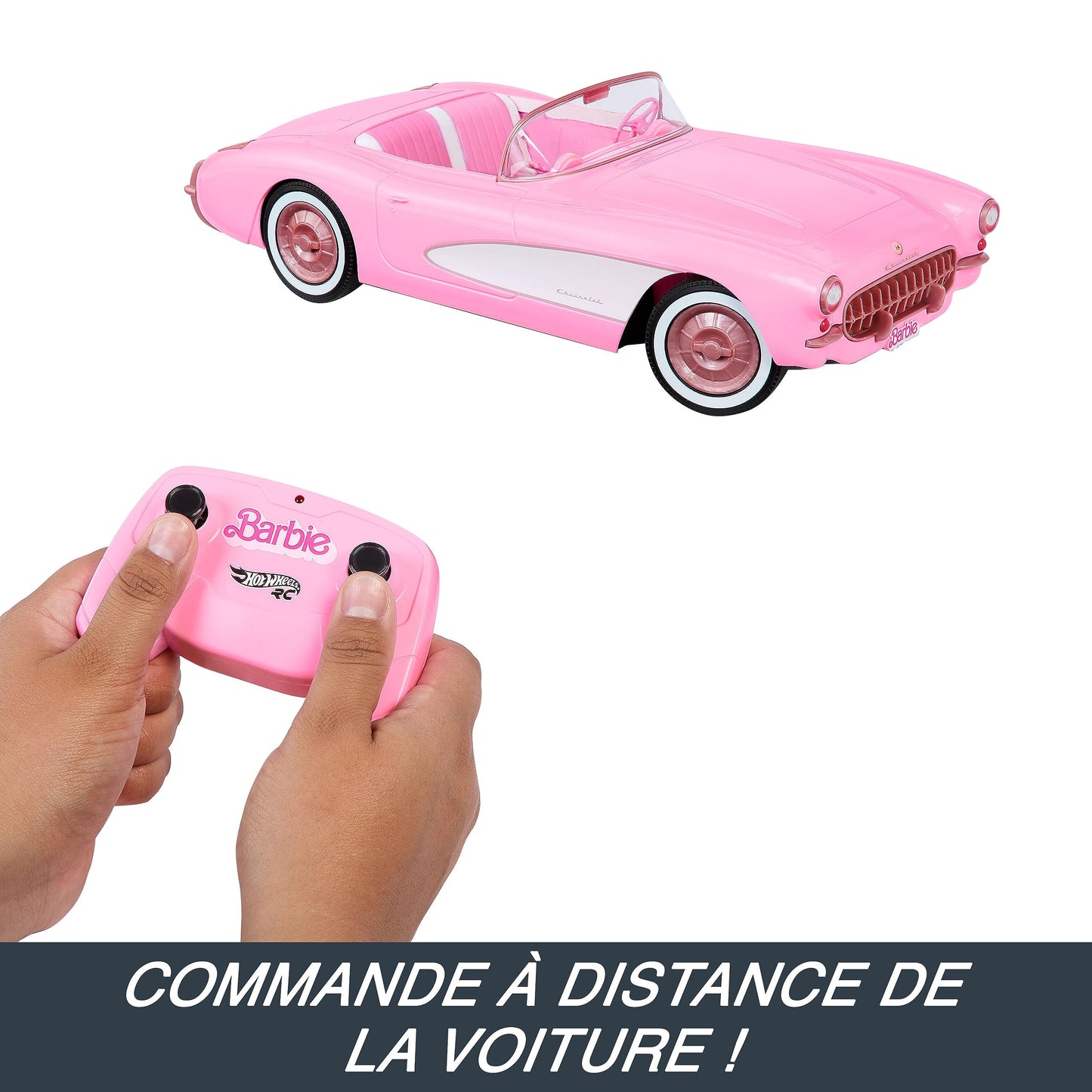 Hot Wheels Voiture Télécommandée, Barbie Le Film - Voiture Corvette Radiocommandée À Piles Tirée du Modèle Réel Stingray 1956, en Métal, À Collectionner, Jouet Enfant, Ados et Adultes, HPW40