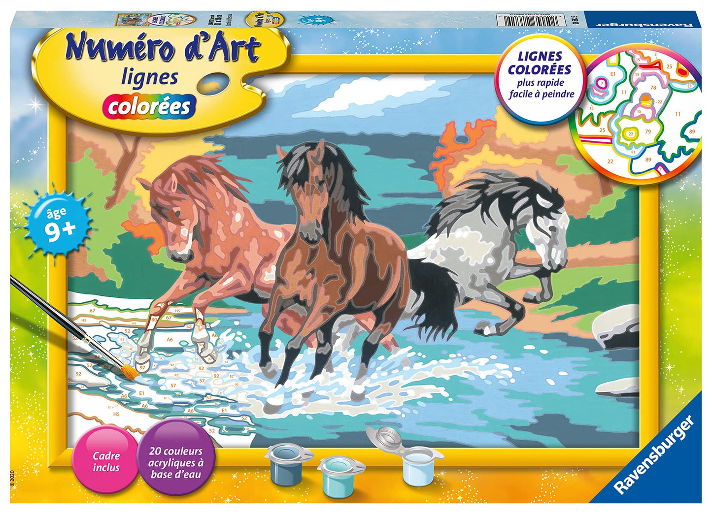Ravensburger – Numéro d’Art grand format – Horde de chevaux – Loisir créatif – Kit de peinture par numéros – Activité détente et créative – Dès 9 ans – 28682 – Version française