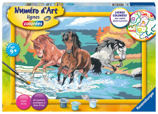Ravensburger – Numéro d’Art grand format – Horde de chevaux – Loisir créatif – Kit de peinture par numéros – Activité détente et créative – Dès 9 ans – 28682 – Version française