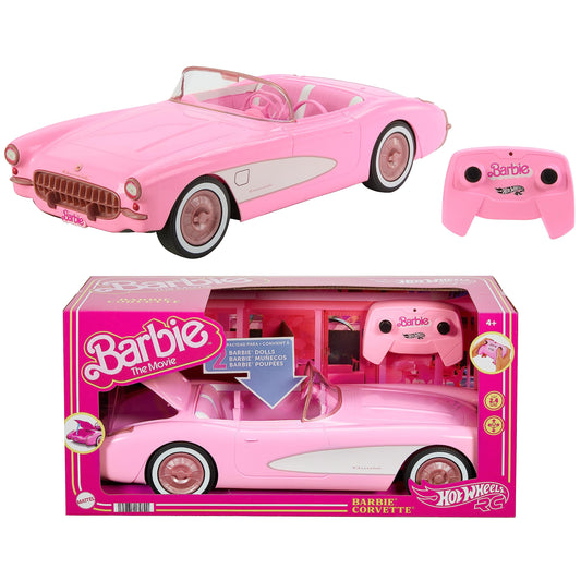 Hot Wheels Voiture Télécommandée, Barbie Le Film - Voiture Corvette Radiocommandée À Piles Tirée du Modèle Réel Stingray 1956, en Métal, À Collectionner, Jouet Enfant, Ados et Adultes, HPW40
