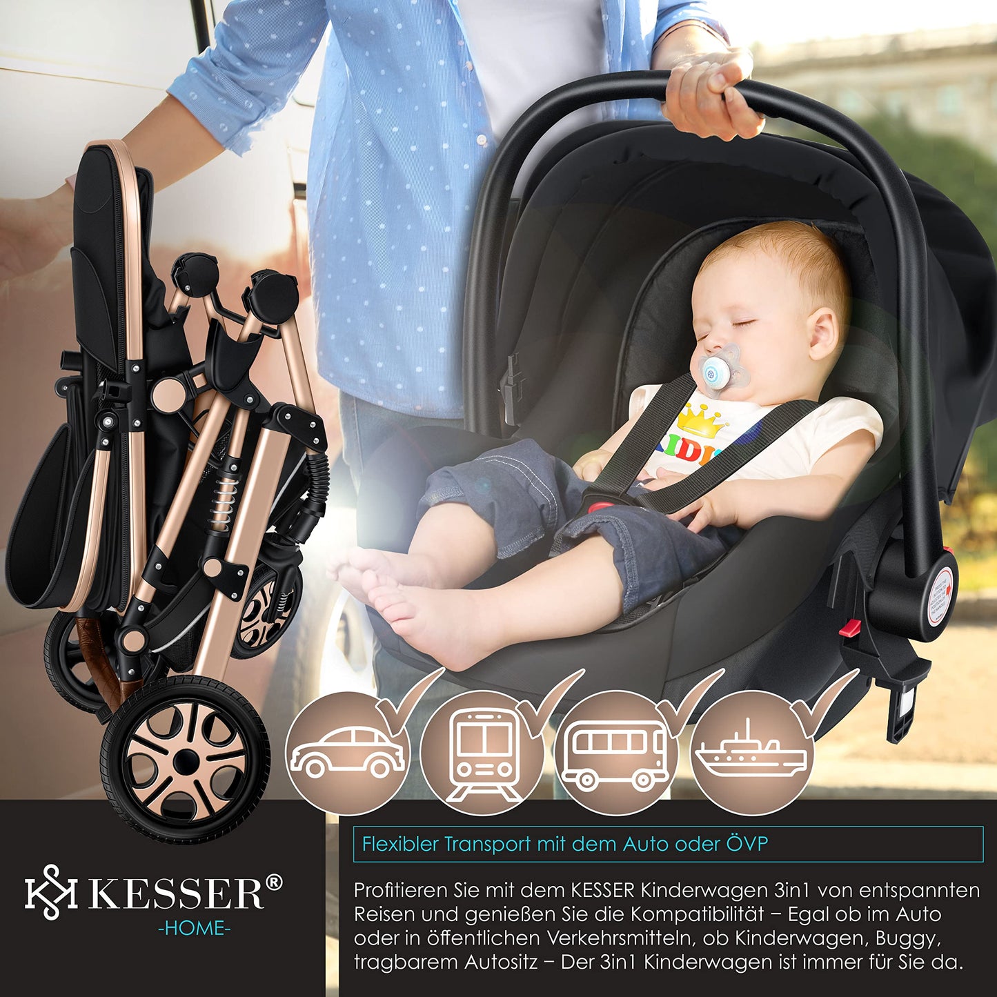 KESSER® Poussette combinée 3en1