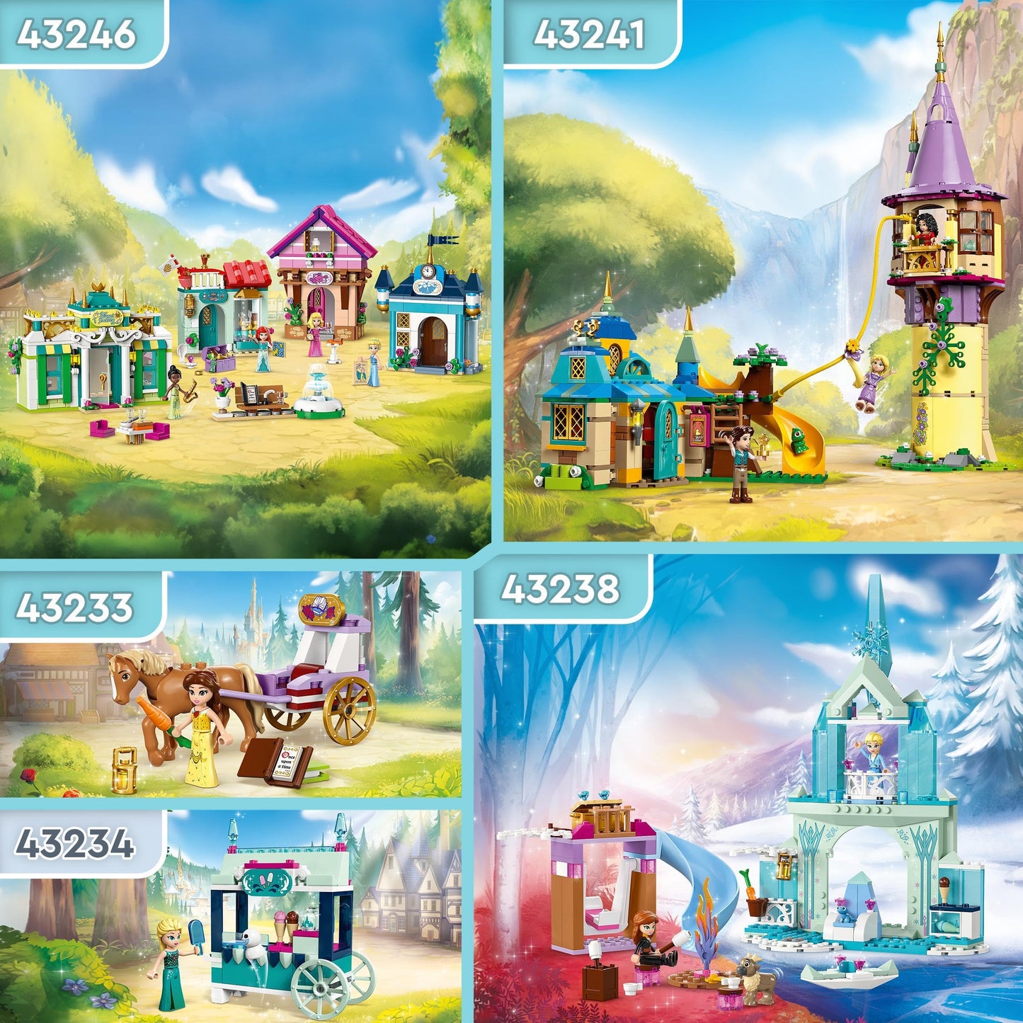 Lego Disney Princess Le Château de Glace d’Elsa - Jouet de Princesse La Reine des Neiges - 2 Figurines Animales et Mini-Poupées Elsa et Anna - Idée Cadeau pour Filles et Garçons Dès 4 Ans 43238