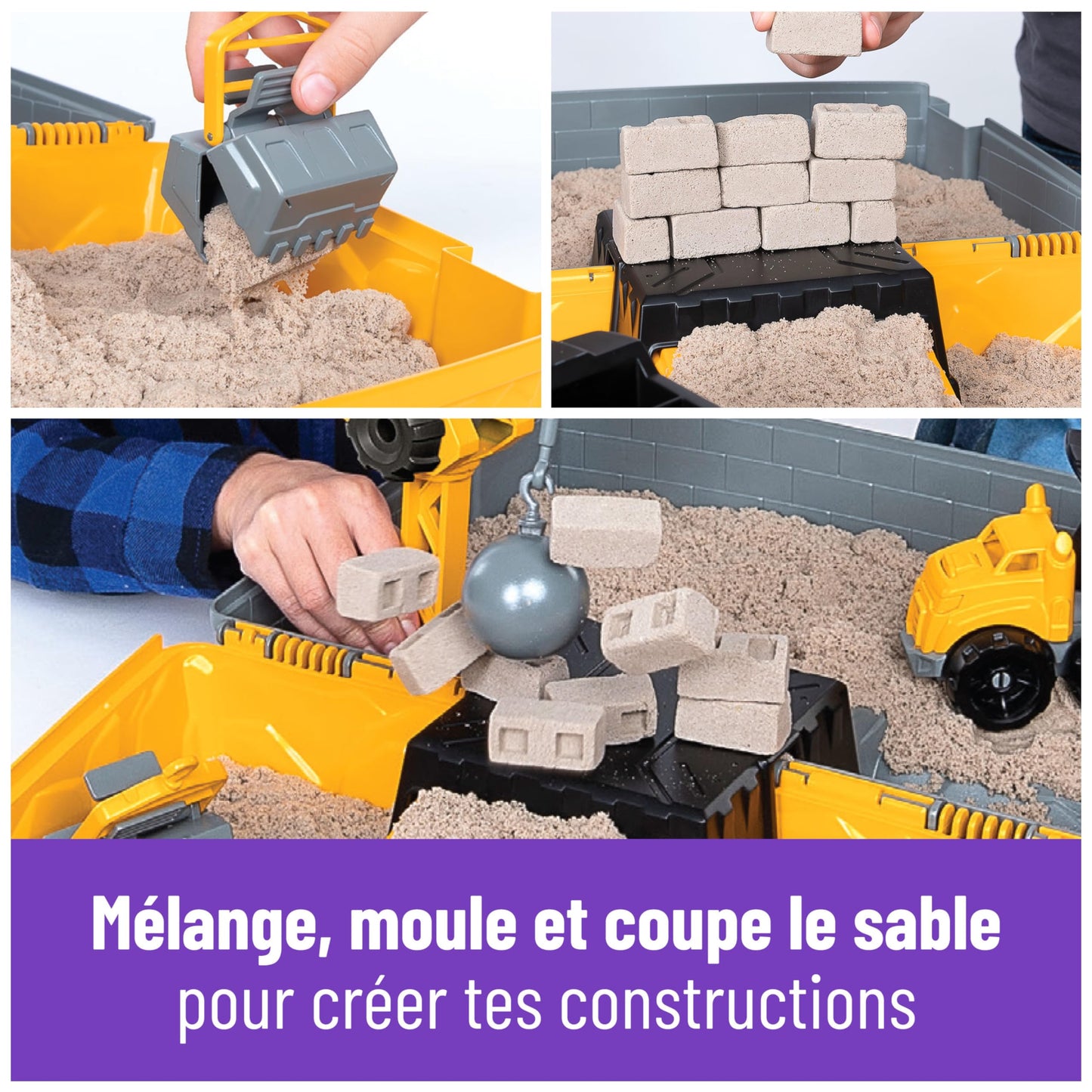 Kinetic Sand Sable Magique - Mallette DE Construction 907 G + 3 Accessoires - Emportez Votre Sable À Modeler Partout & Sculptez Vos Créations comme De La Pâte À Modeler - Jouet Enfant 3 Ans Et +