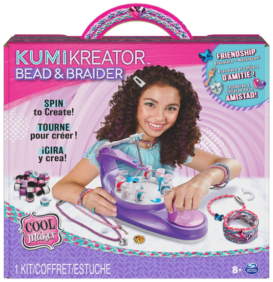 COOL MAKER - KUMI KREATOR 3 EN 1 - Machine Création 2 Colliers & 5 Bracelets - Utilisation Simple En Sécurité - Tendance Fun & Facile - Accessoires Inclus - Jouet Enfant 8 Ans et + - Loisirs Créatifs