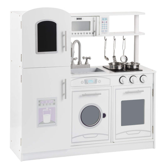 WOLTU Cuisine pour Enfants en Bois 5 pièces Jouet Cuisine pour Enfants avec Accessoires,dinette Enfant Blanc